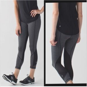 LULULEMON Pace Rival Crop 22” Giant Herringbone Black Heathered Black Sz:6